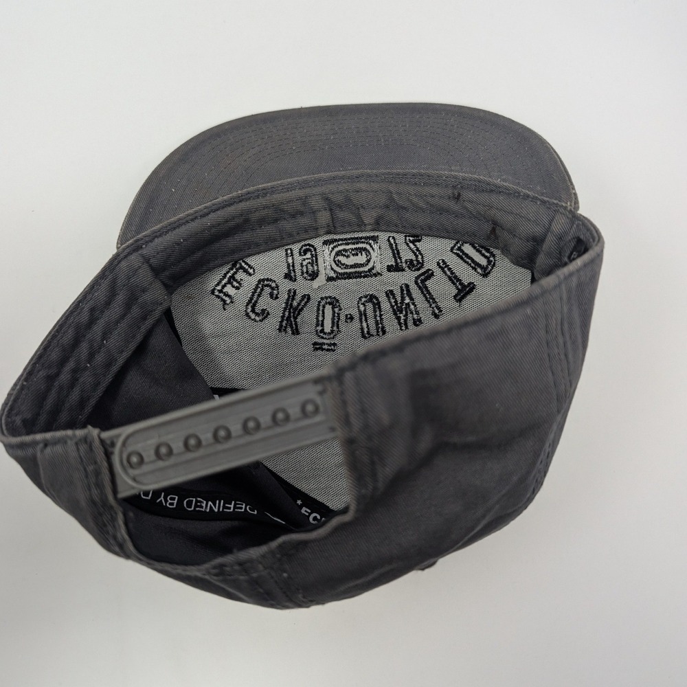Ecko Unltd Gray Flat Brim Snapback Hat Y2K Vintage Rhino Logo 1972 - Picture 12 of 16